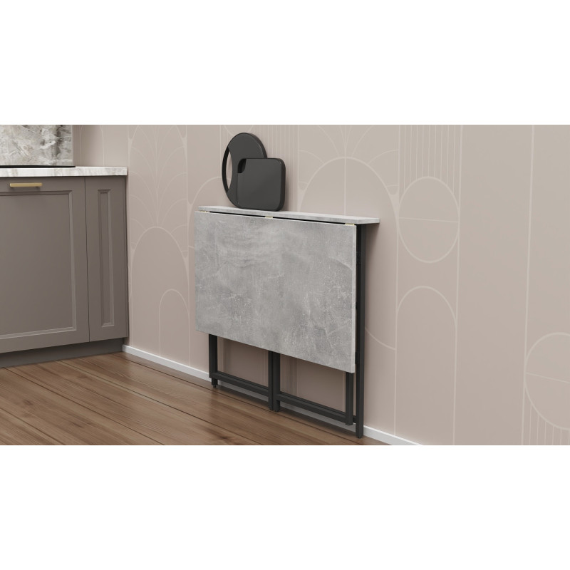 Стіл розкладний Моріс Ferrum-decor 750x1000x600 Чорний метал ДСП Бетон 16 мм (FRD-104675)