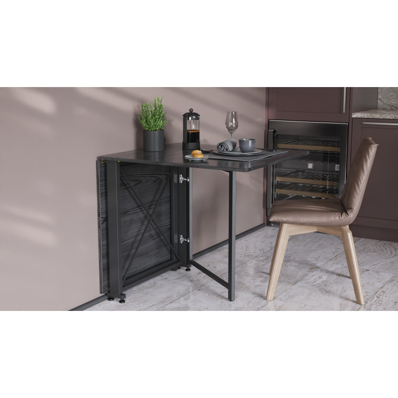 Стол-книжка трансформер Орион 2 Ferrum-decor 750x1520x730 Черный металл ДСП Сосна Кембра 16 мм (FRD-104585)