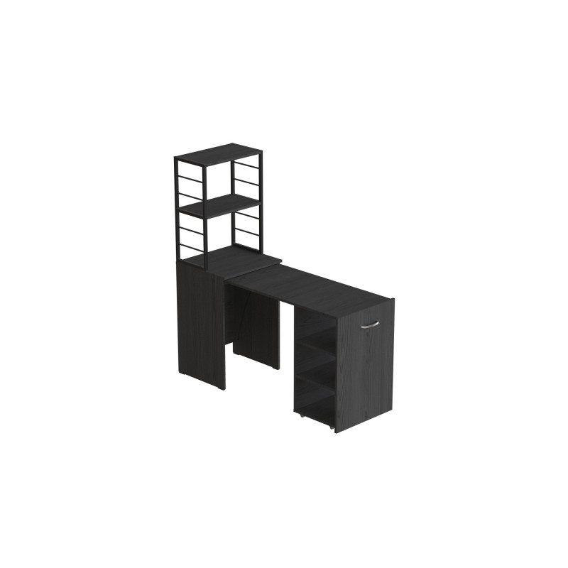 Стіл-тумба трансформер Смарт 4/1 з етажеркою Ferrum-decor 1430x1450x500 Чорний метал ДСП Сосна Кембра 16 мм (FRD-105125)