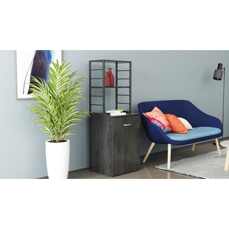 Стіл-тумба трансформер Смарт 4/1 з етажеркою Ferrum-decor 1430x1450x500 Чорний метал ДСП Сосна Кембра 16 мм (FRD-105125)