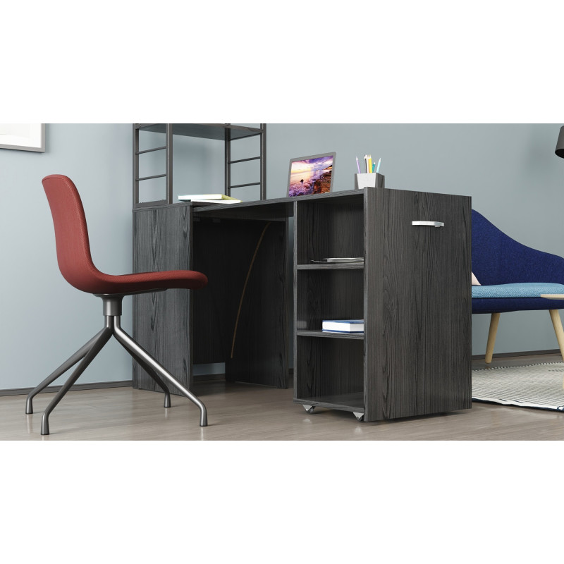 Стіл-тумба трансформер Смарт 4/1 з етажеркою Ferrum-decor 1430x1450x500 Чорний метал ДСП Сосна Кембра 16 мм (FRD-105125)