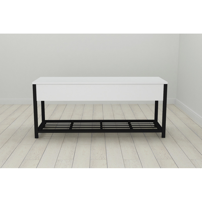 Банкетка с ящиком Ferrum-decor Дрейк 1 550x1000x400 металл Черный ДСП Белое 16 мм (FRD-103045)