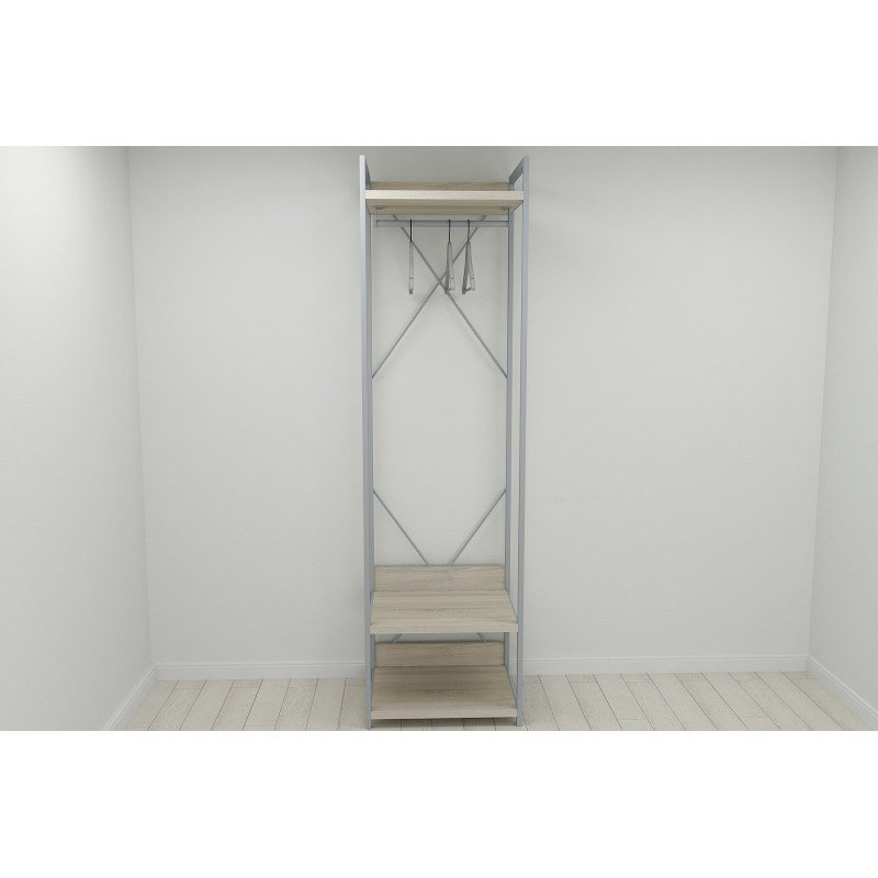 Шафа Гардероб Уні секція 1 серії Конект Ferrum-decor 220x60x50см Сірий метал ДСП Дуб Сонома 32 мм (FRD-104505)