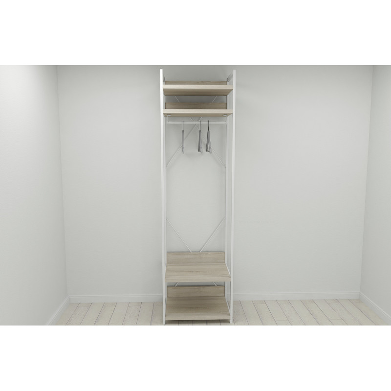 Шафа Гардероб Уні секція 2 серії Конект Ferrum-decor 220x60x50см Білий метал ДСП Дуб Сонома 32 мм (FRD-104545)