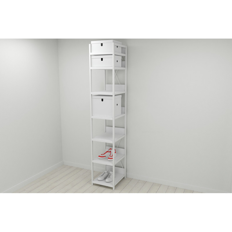 Шкаф Гардероб Уни секция 4 серии Конект Ferrum-decor 220x40x50см Белый металл ДСП Белый 32 мм (FRD-104555)