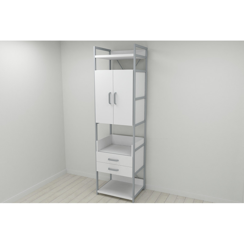 Шафа Гардероб Уні секція 5 серії Конект Ferrum-decor 220x60x50см Сірий метал ДСП Білий 32 мм (FRD-104515)
