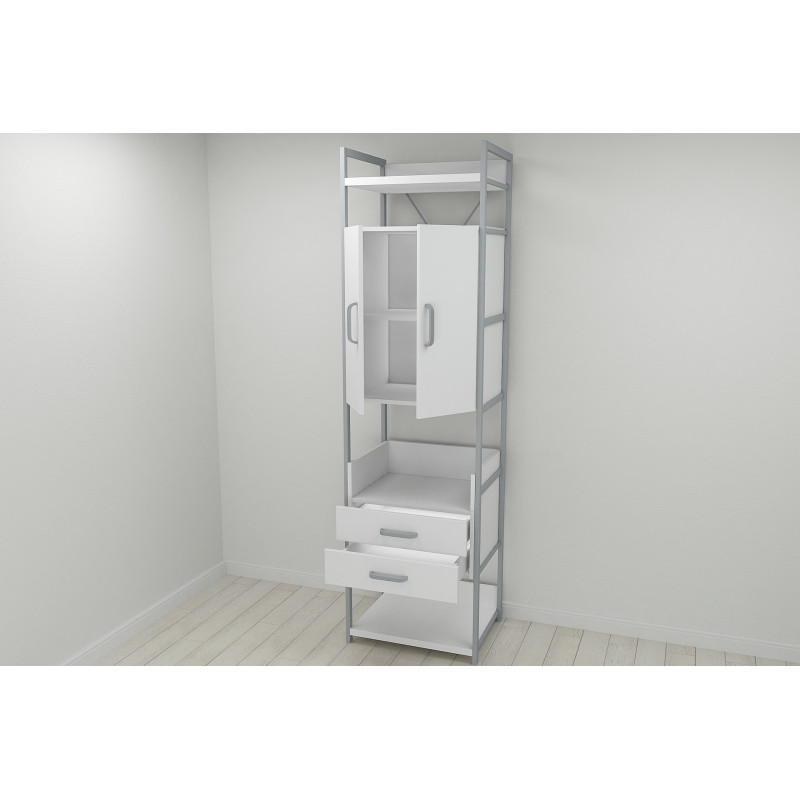 Шафа Гардероб Уні секція 5 серії Конект Ferrum-decor 220x60x50см Сірий метал ДСП Білий 32 мм (FRD-104515)