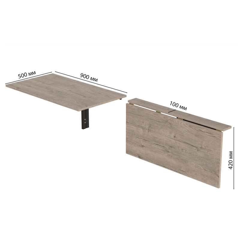 Обеденный стол-трансформер Ника настенный Ferrum-decor 420x900x500 Черный металл ДСП Дуб Сан-Марино 16 мм (FRD-105165)