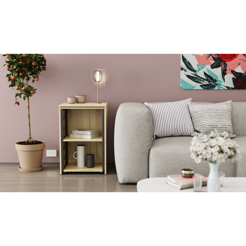 Стол-тумба трансформер Смарт 2/2 Ferrum-decor 750x1450x600 Черный металл ДСП Дуб Сонома 16 мм (FRD-105105)