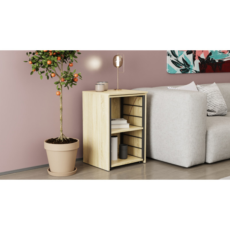 Стол-тумба трансформер Смарт 2/2 Ferrum-decor 750x1450x600 Черный металл ДСП Дуб Сонома 16 мм (FRD-105105)