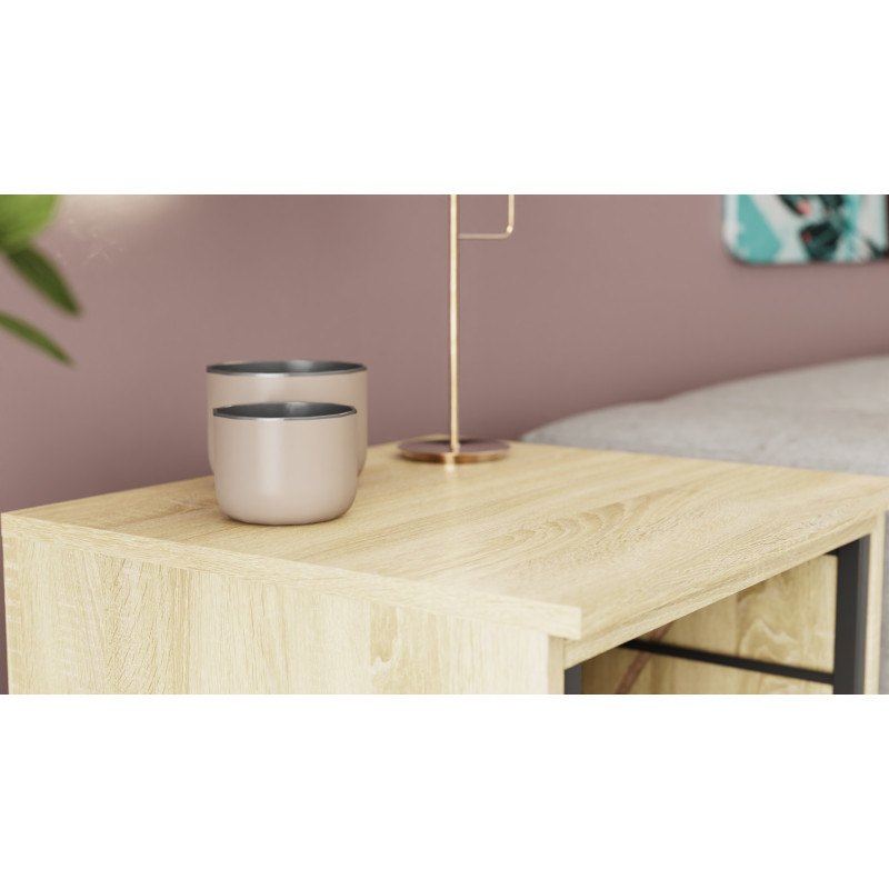 Стол-тумба трансформер Смарт 2/2 Ferrum-decor 750x1450x600 Черный металл ДСП Дуб Сонома 16 мм (FRD-105105)
