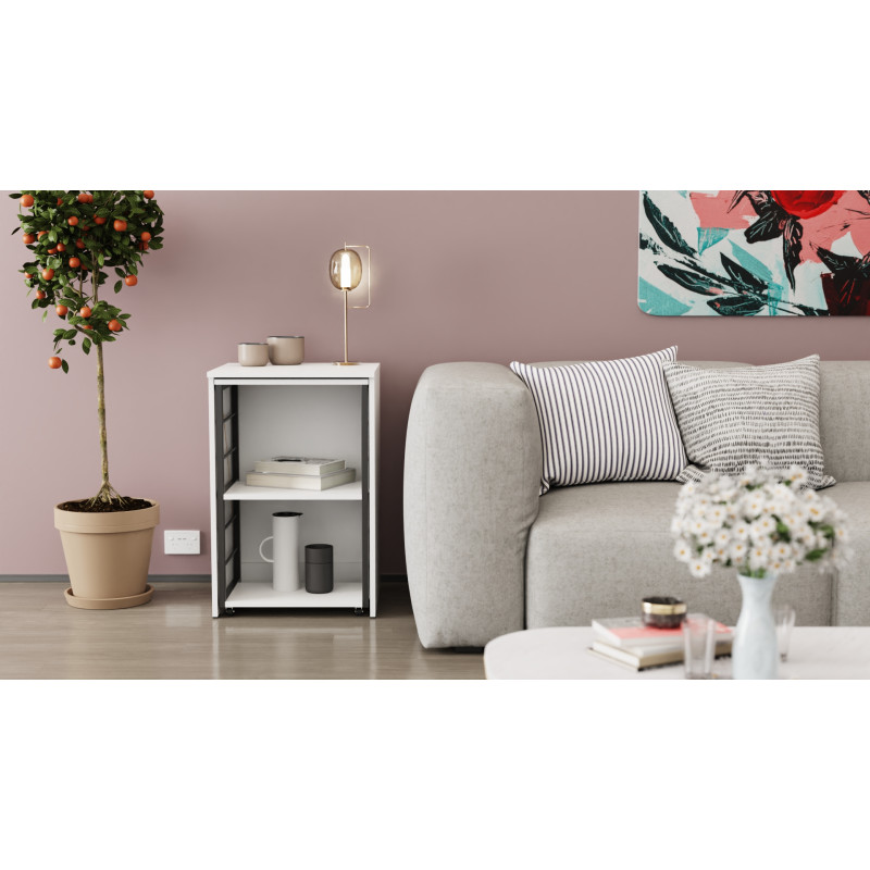 Стол-тумба трансформер Смарт 2/1 Ferrum-decor 750x1450x500 Черный металл ДСП Белое 16 мм (FRD-105095)