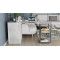 Стол-тумба трансформер Смарт 3/1 с этажеркой Ferrum-decor 1430x1450x500 Черный металл ДСП Бетон 16 мм (FRD-105115)