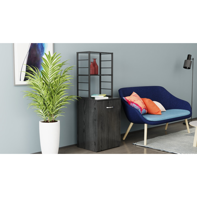 Стіл-тумба трансформер Смарт 4/1 з етажеркою Ferrum-decor 1430x1450x500 Чорний метал ДСП Сосна Кембра 16 мм (FRD-105125)