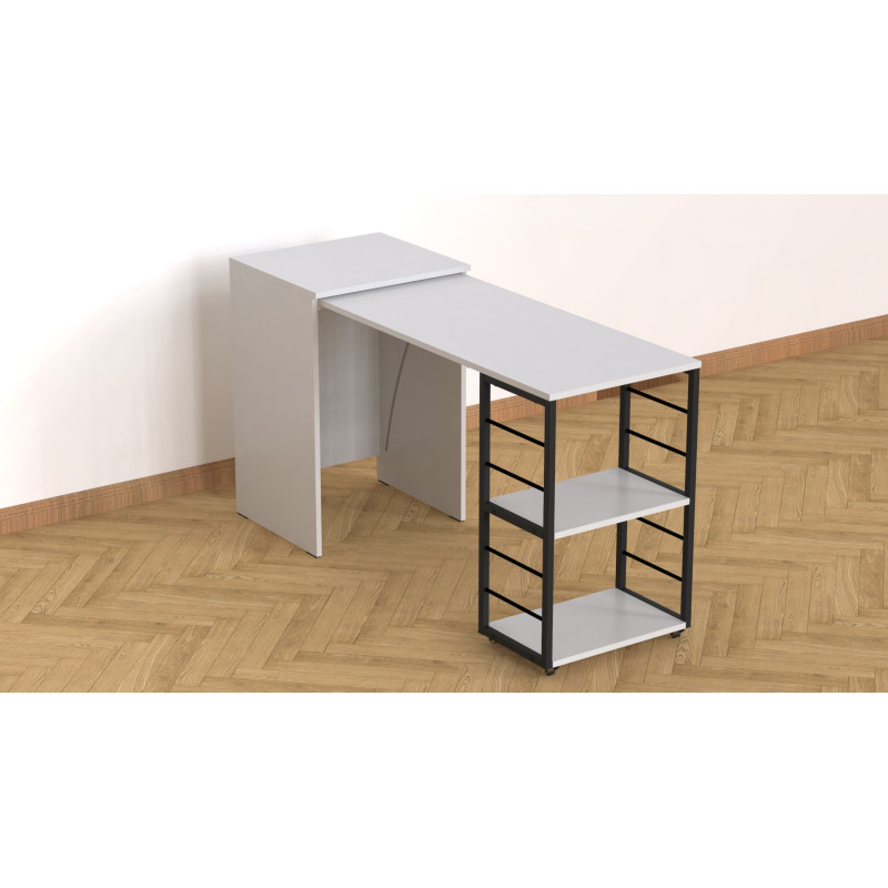 Стол-тумба трансформер Смарт 2/1 Ferrum-decor 750x1450x500 Черный металл ДСП Белое 16 мм (FRD-105095)
