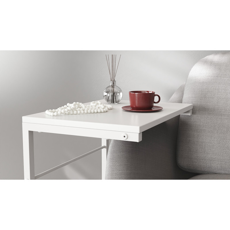 Столик приставний Террі Ferrum-decor 650x440x330 Білий метал ДСП Біле 16 мм (FRD-104655)