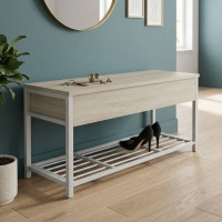 Банкетка із ящиком Ferrum-decor Дрейк 1 550x1000x400 метал Білий ДСП Сонома 16 мм (FRD-103055)