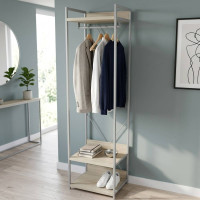 Шафа Гардероб Уні секція 1 серії Конект Ferrum-decor 220x60x50см Сірий метал ДСП Дуб Сонома 32 мм (FRD-104505)