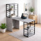 Стол-тумба трансформер Смарт 3/1 с этажеркой Ferrum-decor 1430x1450x500 Черный металл ДСП Бетон 16 мм (FRD-105115)