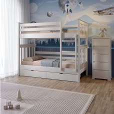 Двоярусне дитяче ліжко Mebigrand Скандинавія Міні Бежевий (S2005Y50R) 90х190 см з ящиками (MBG-16354)