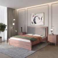 Двоспальне дерев'яне ліжко Mebigrand Торонто Т4 Горіх лісовий/Аляска 93 (сірий) 160х200 см (MBG-9355)