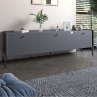 Тумба під телевізор на 3 шухляди LION Wood з чорними ніжками 180x50x40 см Антрацит (LION-043092)