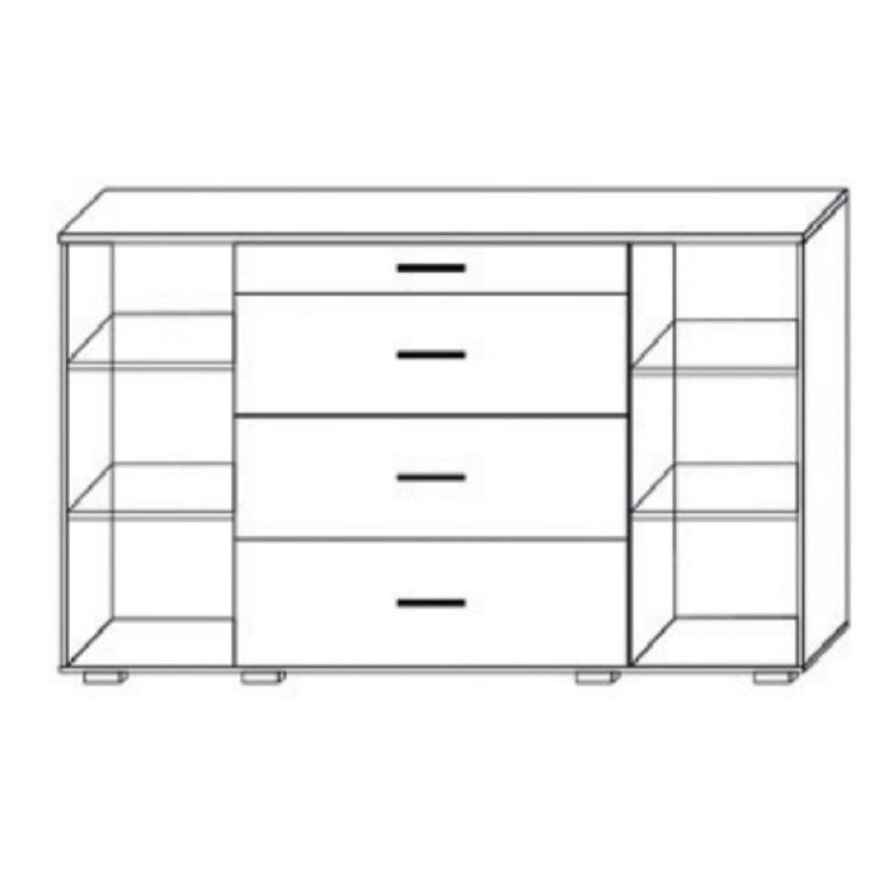 Комод 2Д4Ш Сокме Марк 150x91,2x37 Дуб родос/Венге магія (SKM-081291)