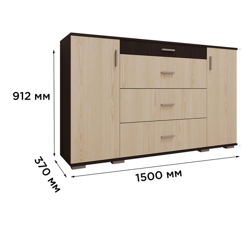 Комод 2Д4Ш Сокме Марк 150x91,2x37 Дуб родос/Венге магія (SKM-081291)
