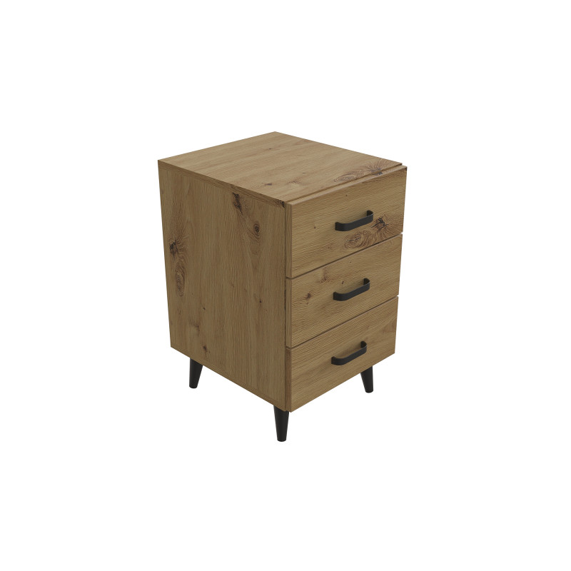 Тумба Віва 3 на конусних ніжках Ferrum-decor 56,5x35x40 Чорний метал ДСП Дуб Артизан 16 мм (FRD-106824)