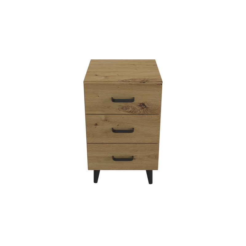 Тумба Віва 3 на конусних ніжках Ferrum-decor 56,5x35x40 Чорний метал ДСП Дуб Артизан 16 мм (FRD-106824)