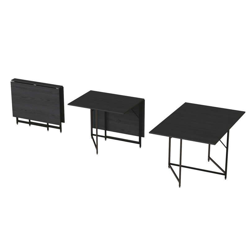 Стол трансформер книжка Вуди Ferrum-decor 75x130x90 Черный металл ДСП Сосна Кембра 16 мм (FRD-106744)