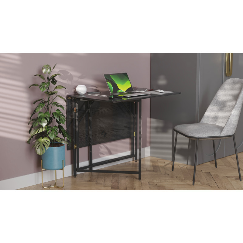 Стол трансформер книжка Вуди Ferrum-decor 75x130x90 Черный металл ДСП Сосна Кембра 16 мм (FRD-106744)