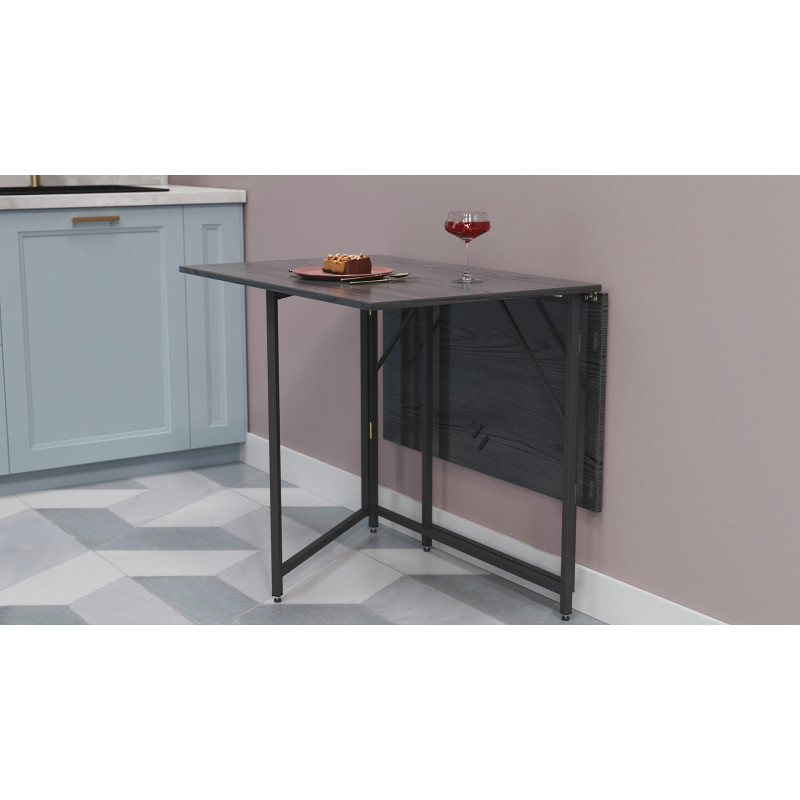 Стол трансформер книжка Вуди Ferrum-decor 75x130x90 Черный металл ДСП Сосна Кембра 16 мм (FRD-106744)