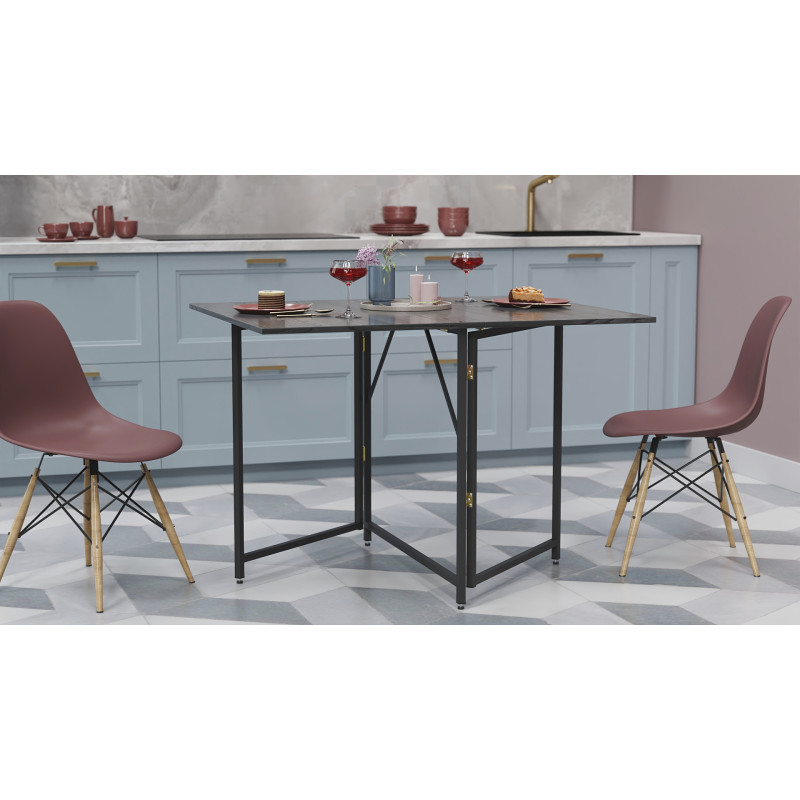 Стол трансформер книжка Вуди Ferrum-decor 75x130x90 Черный металл ДСП Сосна Кембра 16 мм (FRD-106744)