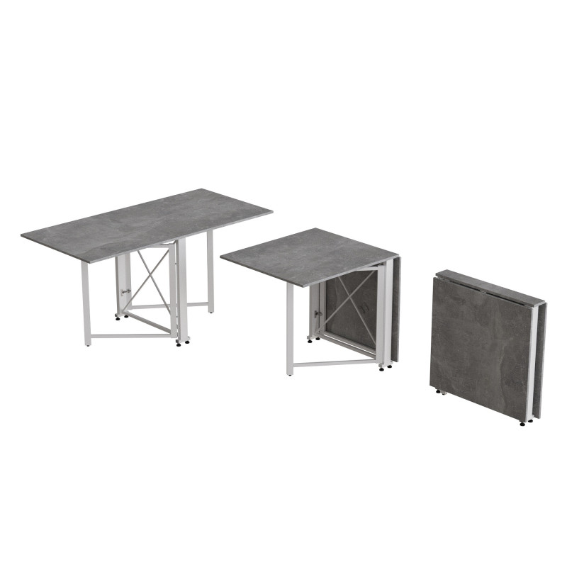 Стол-книжка трансформер Орион 2 Ferrum-decor 750x1520x730 Белый металл ДСП Бетон 16 мм (FRD-104596)