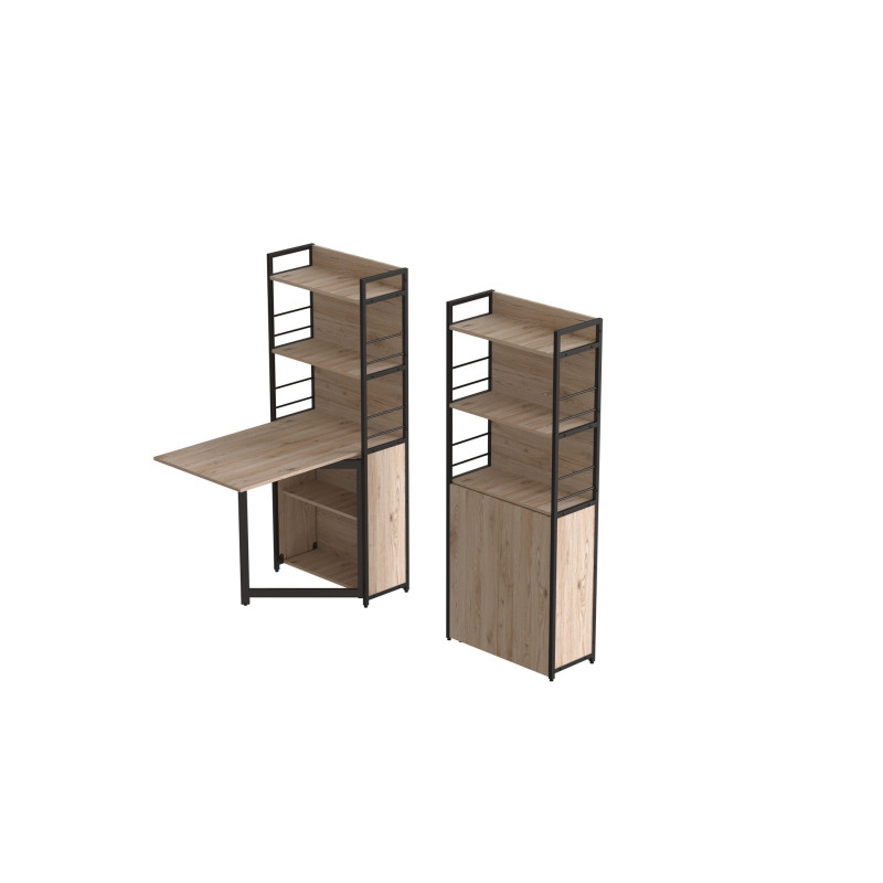 Стол книжка с этажеркой Практик 2 Ferrum-decor 1555x640x990 Черный металл ДСП Дуб Сан-Марино 16 мм (FRD-104626)
