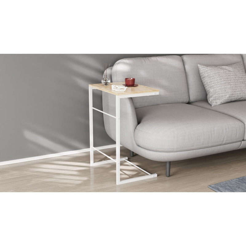 Столик приставний Террі Ferrum-decor 650x440x330 Білий метал ДСП Дуб Сан-Марино 16 мм (FRD-104656)