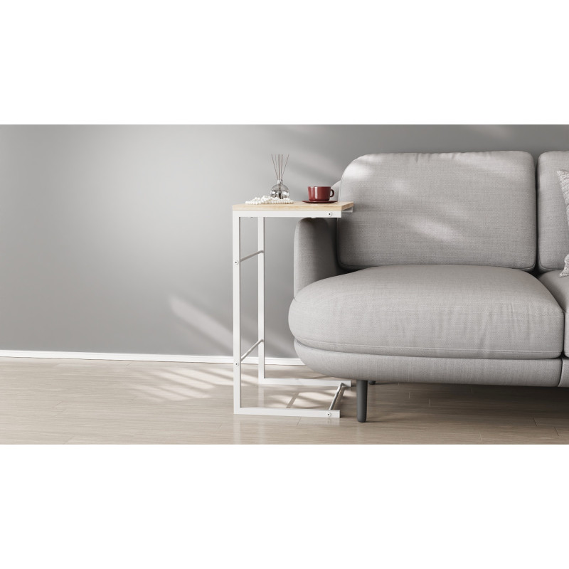 Столик приставний Террі Ferrum-decor 650x440x330 Білий метал ДСП Дуб Сан-Марино 16 мм (FRD-104656)