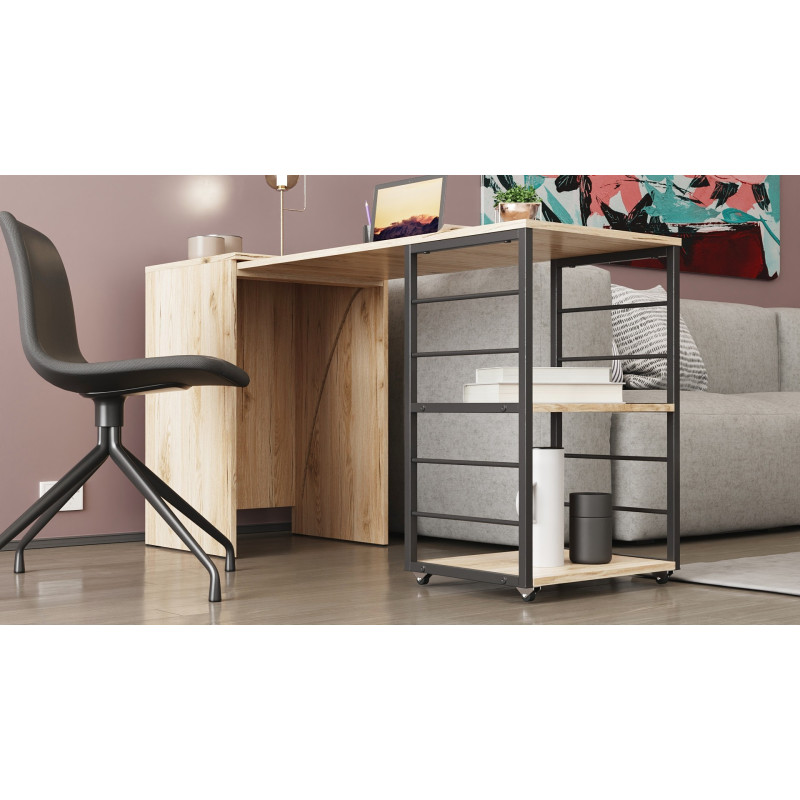 Стіл-тумба трансформер Смарт 2/1 Ferrum-decor 750x1450x500 Чорний метал ДСП Дуб Сан-Марино 16 мм (FRD-105096)