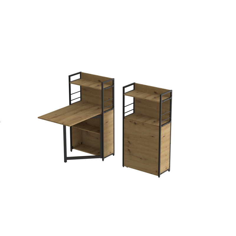 Стол книжка с этажеркой Практик 1 Ferrum-decor 1200x640x990 Черный металл ДСП Дуб Артизан 16 мм (FRD-104616)