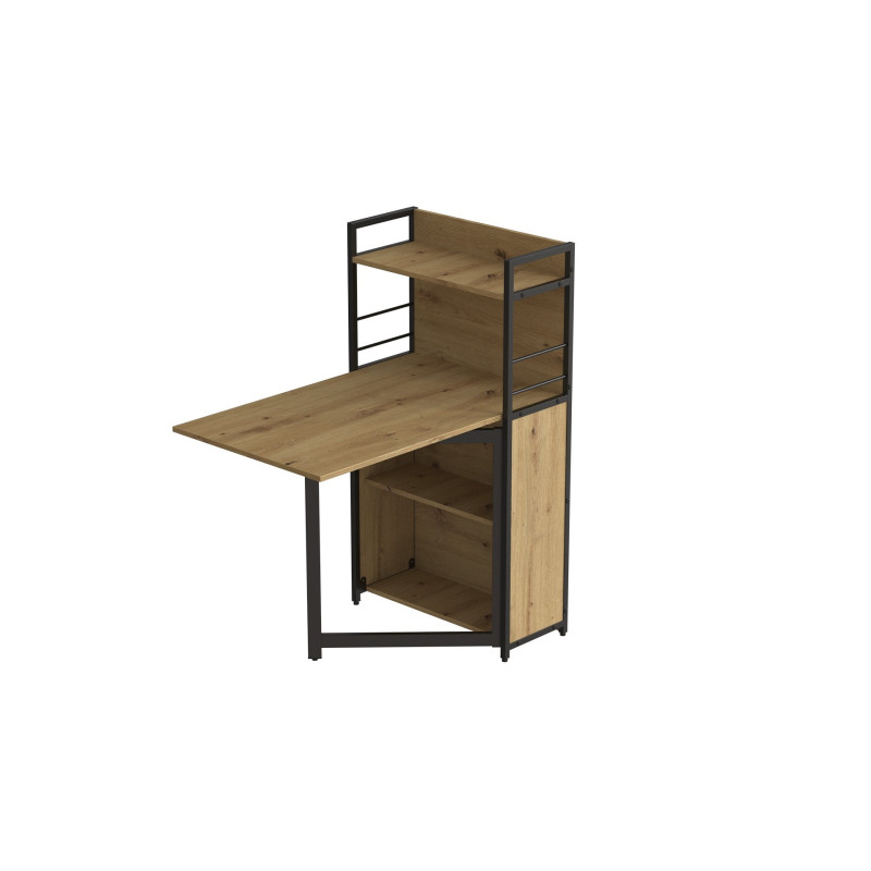 Стол книжка с этажеркой Практик 1 Ferrum-decor 1200x640x990 Черный металл ДСП Дуб Артизан 16 мм (FRD-104616)