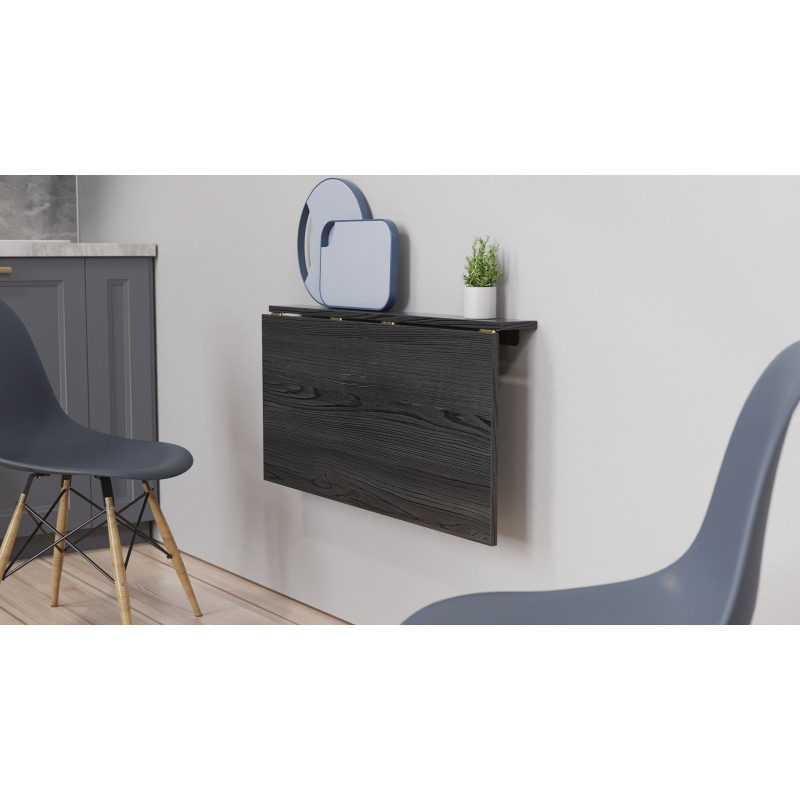 Обеденный стол-трансформер Ника настенный Ferrum-decor 420x900x500 Черный металл ДСП Сосна Кембра 16 мм (FRD-105166)