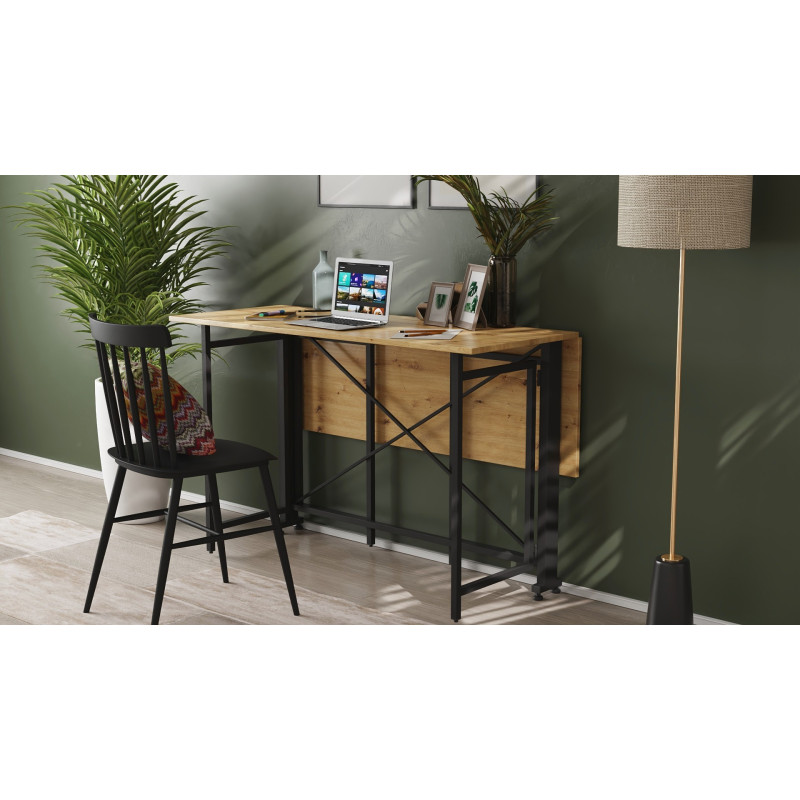 Стол-книжка трансформер Орион 3 Ferrum-decor 750x1150x880 Черный металл ДСП Дуб Артизан 16 мм (FRD-105086)