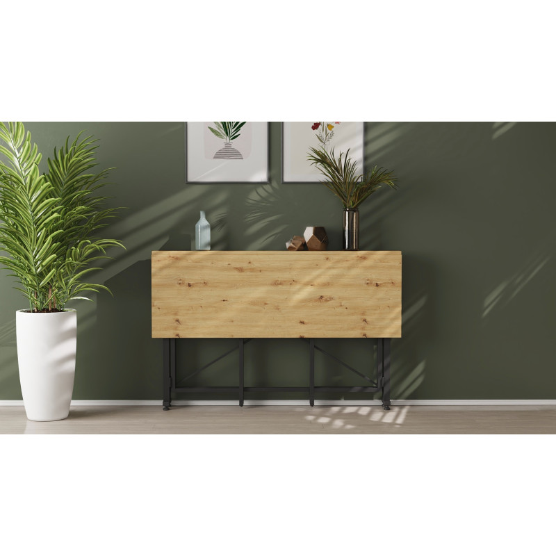 Стол-книжка трансформер Орион 3 Ferrum-decor 750x1150x880 Черный металл ДСП Дуб Артизан 16 мм (FRD-105086)
