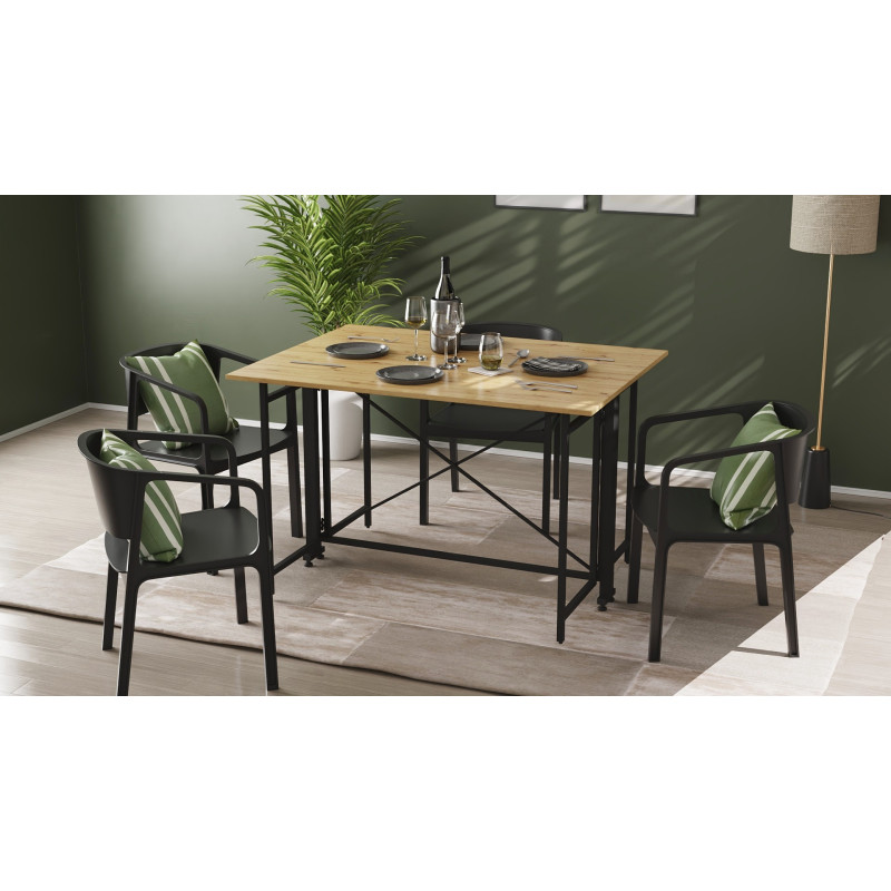 Стол-книжка трансформер Орион 3 Ferrum-decor 750x1150x880 Черный металл ДСП Дуб Артизан 16 мм (FRD-105086)