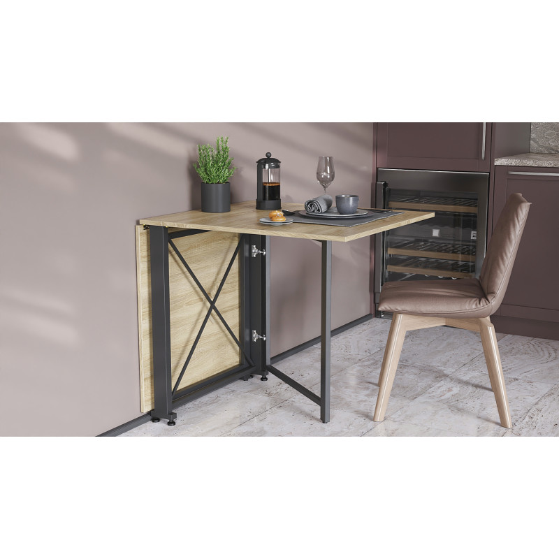 Стол-книга трансформер Орион 2 Ferrum-decor 750x1520x730 Черный металл ДСП Дуб Сонома 16 мм (FRD-104586)