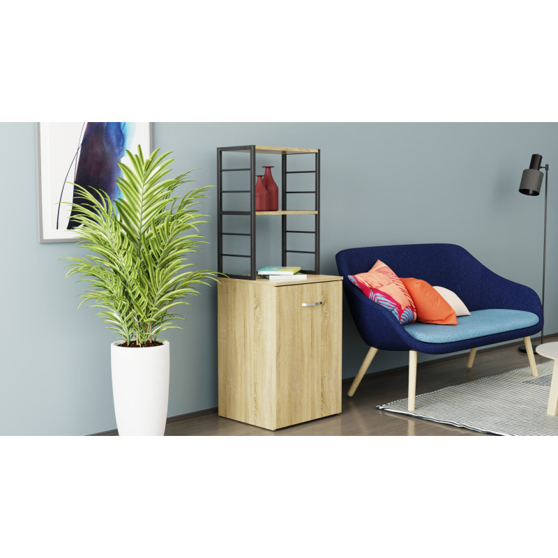 Стіл-тумба трансформер Смарт 4/1 з етажеркою Ferrum-decor 1430x1450x500 Чорний метал ДСП Дуб Сонома 16 мм (FRD-105126)
