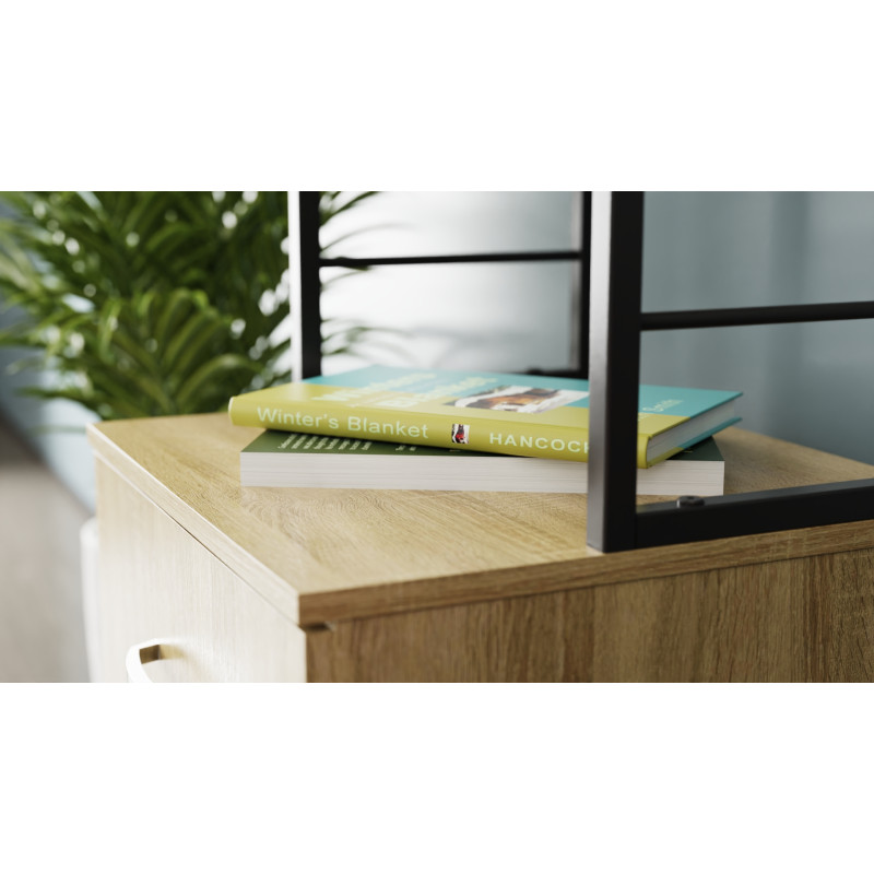 Стіл-тумба трансформер Смарт 4/1 з етажеркою Ferrum-decor 1430x1450x500 Чорний метал ДСП Дуб Сонома 16 мм (FRD-105126)
