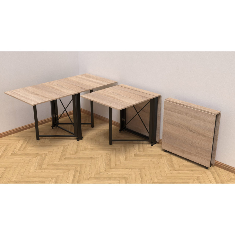 Стол-книга трансформер Орион 2 Ferrum-decor 750x1520x730 Черный металл ДСП Дуб Сонома 16 мм (FRD-104586)