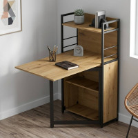 Стол книжка с этажеркой Практик 1 Ferrum-decor 1200x640x990 Черный металл ДСП Дуб Артизан 16 мм (FRD-104616)